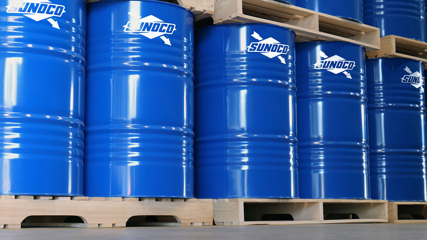 Blue barrels In a warehouse