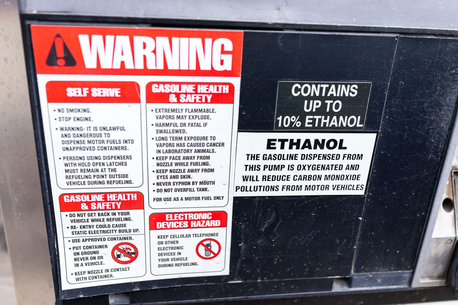 Ethanol sign on fuel pump