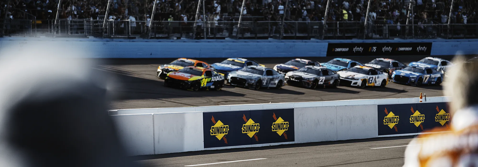 NASCAR race with Sunoco branded logos