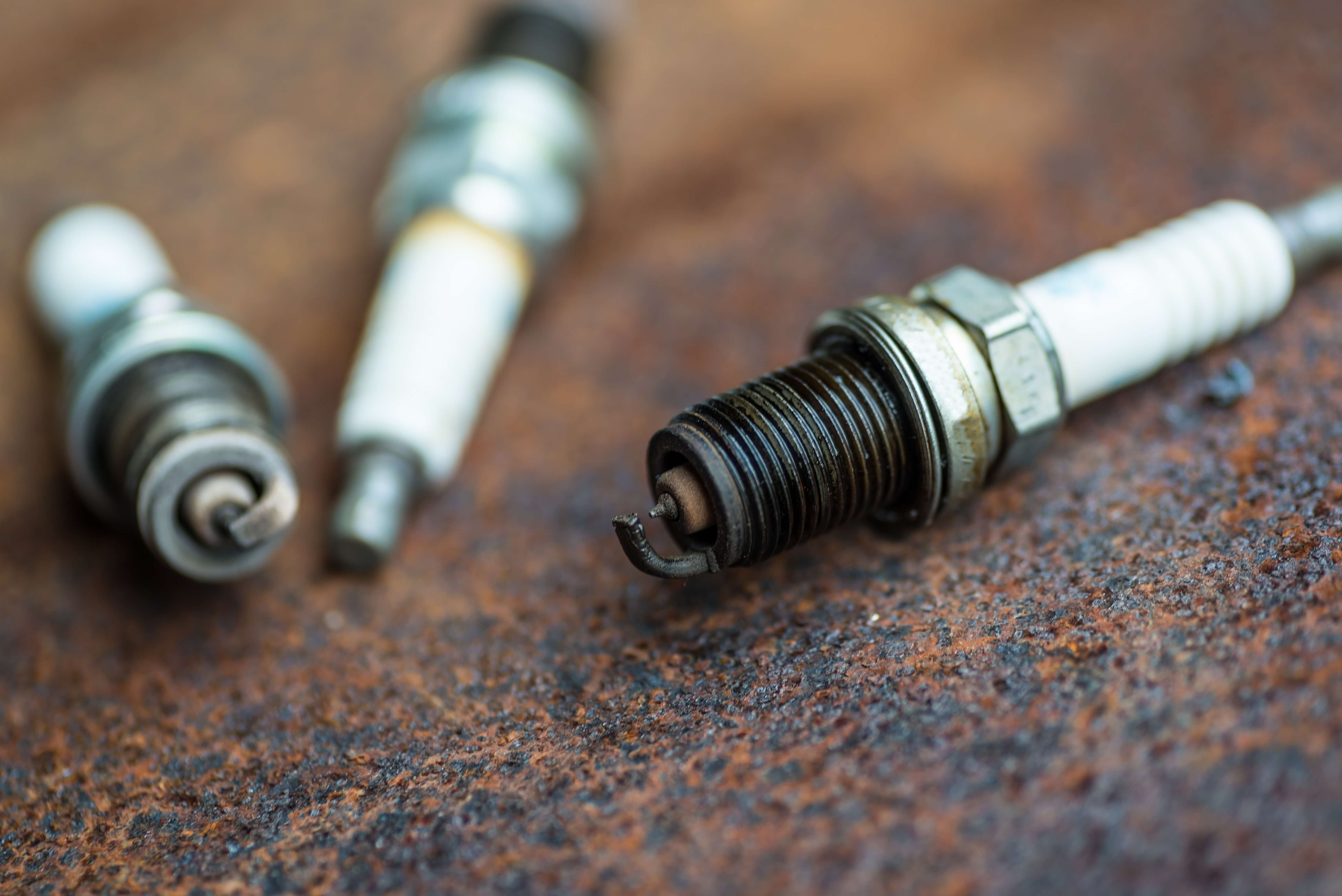 Old broken car spark plugs