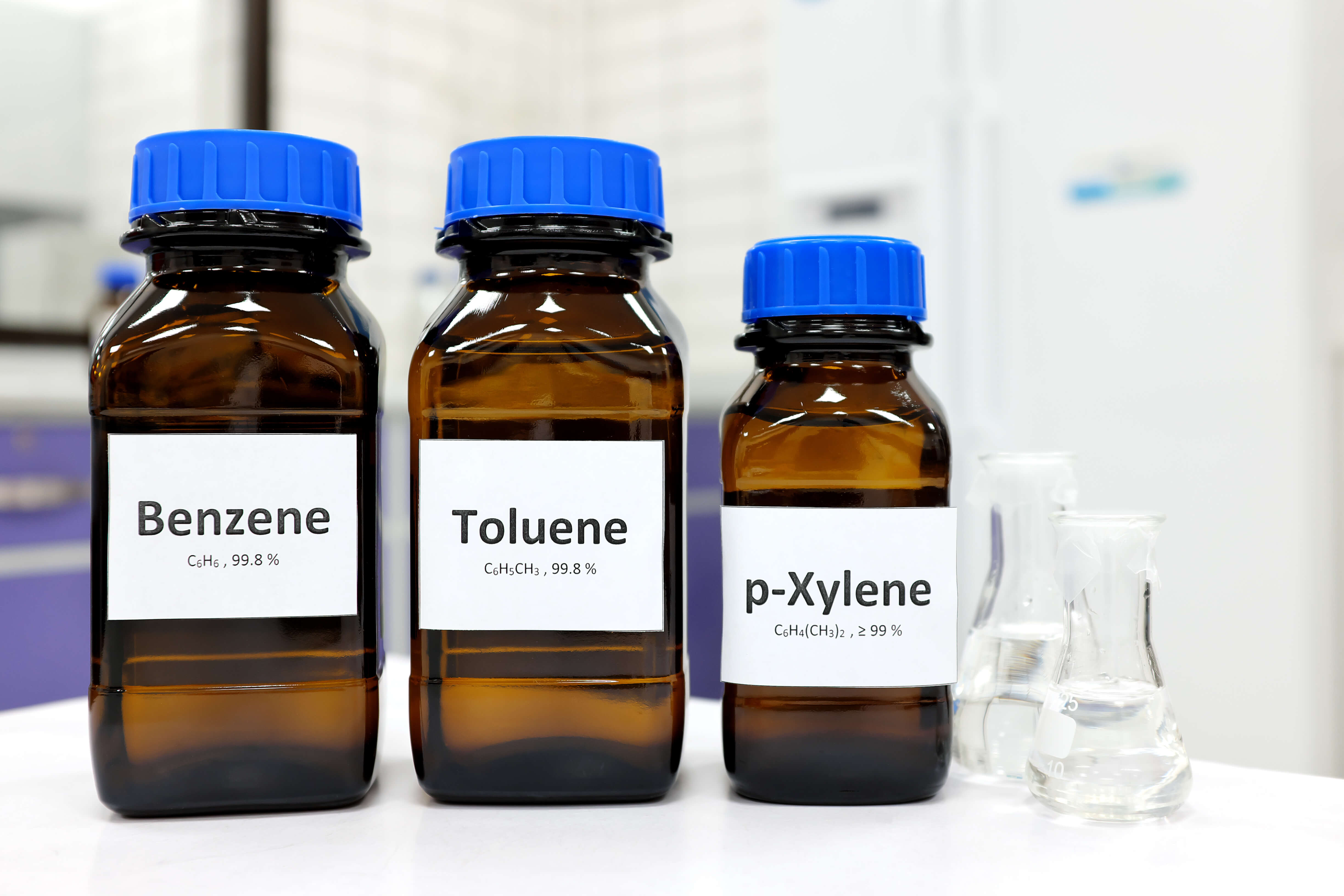 Focus of benzene, toluene and xylene liquid chemical compound