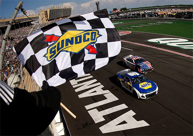 Sunoco branded flag at race